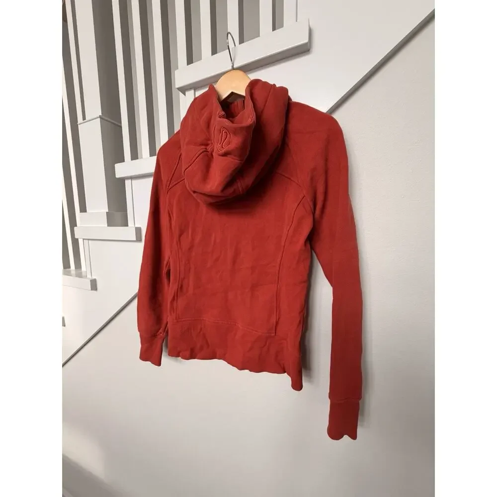 Lululemon Scuba Full Zip Hoodie Orange Poppy Cotton Fleece Size 4 Athleisure